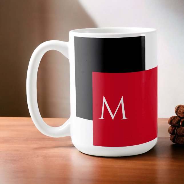 Simple Minimal Colour Block with Monogram Initial Coffee Mug (Enjoy your coffee or tea in this bold and bright color block mug personalized with your initial.)