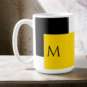 Simple Minimal Colour Block with Monogram Initial Coffee Mug