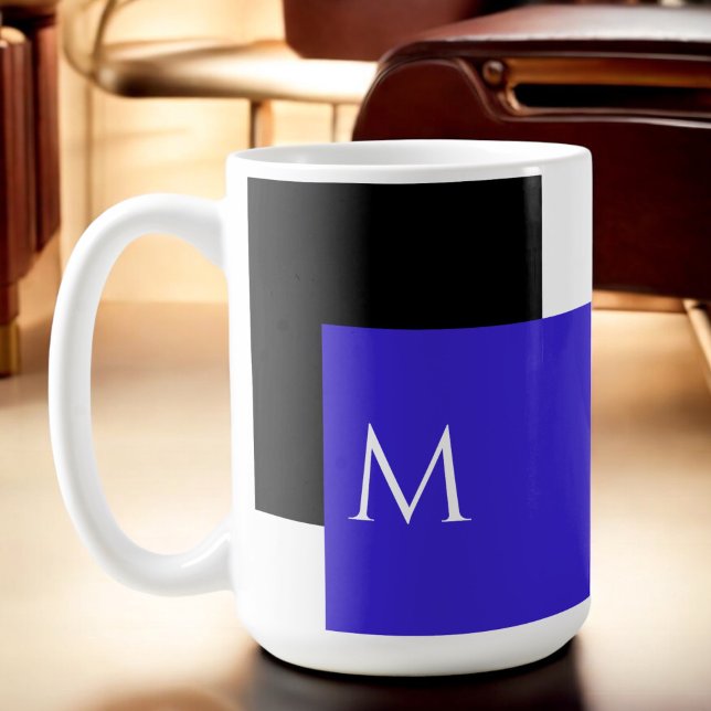 Simple Minimal Colour Block with Monogram Initial Coffee Mug (Personalize with your monogram initial.)