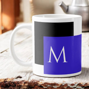 Simple Minimal Colour Block with Monogram Initial Large Coffee Mug