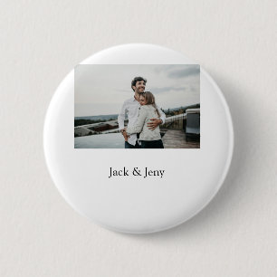 Simple minimal colourful add name photo text cust 2 inch round button
