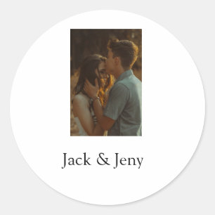 Simple minimal colourful add name photo text cust classic round sticker