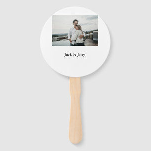 Simple minimal colourful add name photo text cust hand fan