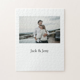 Simple minimal colourful add name photo text cust jigsaw puzzle