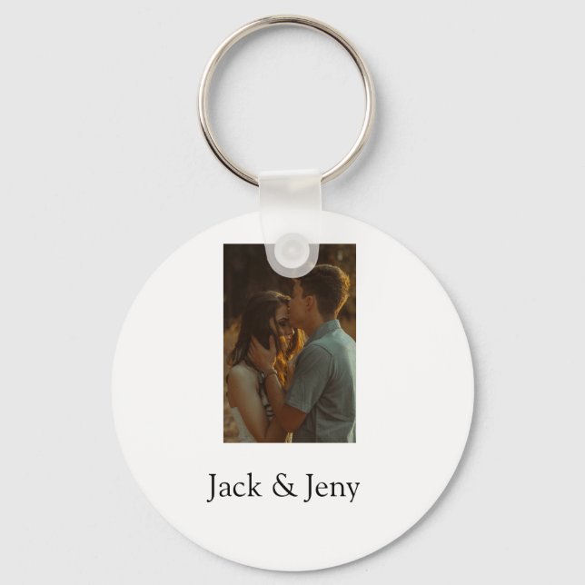 Simple minimal colourful add  name photo text cust keychain (Front)