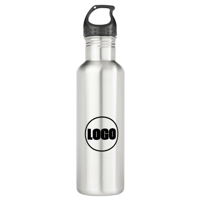 Simple Minimal Company Promotion Silver Black Logo 710 Ml Water Bottle (Front)
