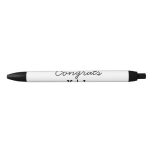 Simple minimal congrats add letters monogram date black ink pen