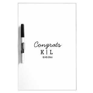 Simple minimal congrats add letters monogram date dry erase board