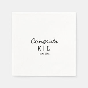 Simple minimal congrats add letters monogram date napkin