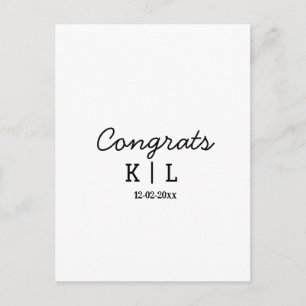 Simple minimal congrats add letters monogram date postcard