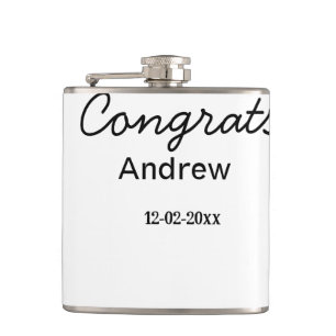 Simple minimal congrats add name date year graduat hip flask