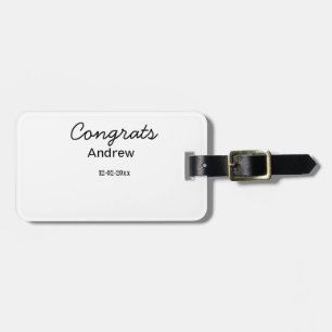 Simple minimal congrats add name date year graduat luggage tag