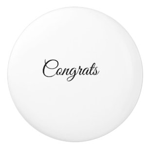 Simple minimal congratulations add your text name ceramic knob