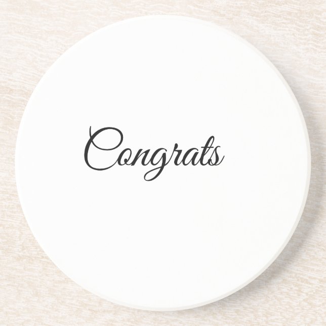 Simple minimal congratulations add your text name  coaster (Front)