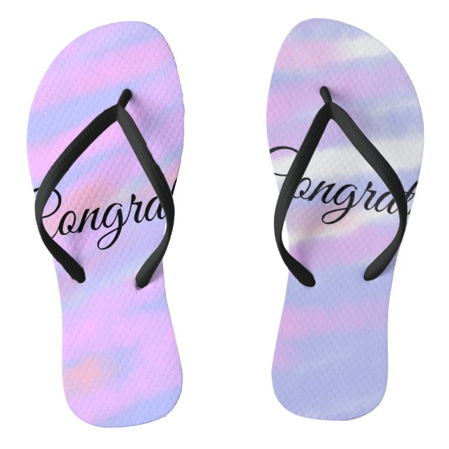 Simple minimal congratulations add your text name  flip flops (Footbed)