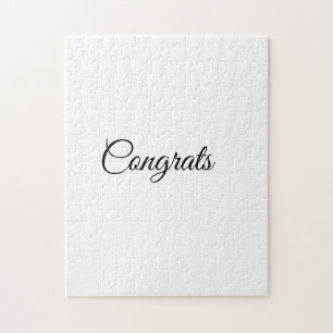 Simple minimal congratulations add your text name jigsaw puzzle