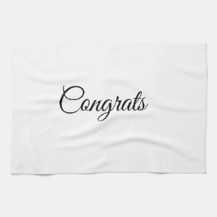 Simple minimal congratulations add your text name kitchen towel