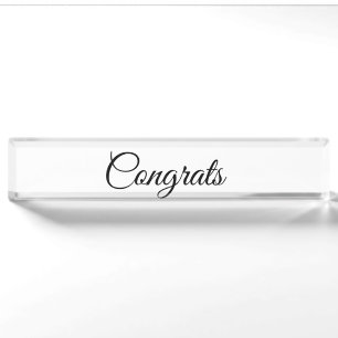 Simple minimal congratulations add your text name nameplate