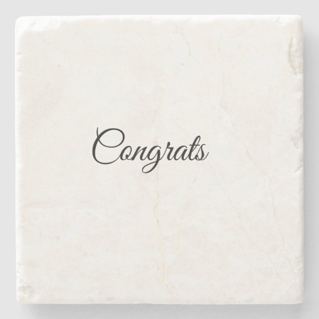 Simple minimal congratulations add your text name  stone coaster (Front)
