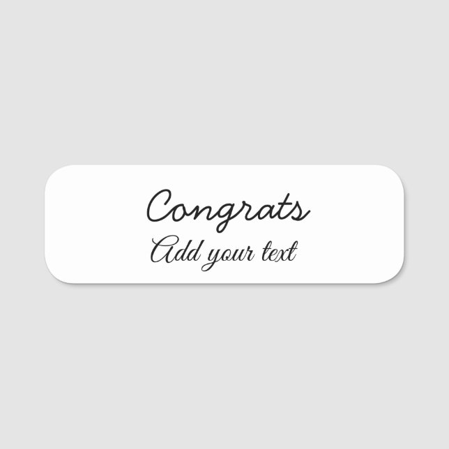 Simple minimal congratulations graduation add your name tag (Front)