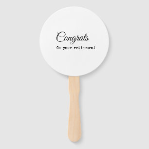 Simple minimal congratulations retirement add name hand fan
