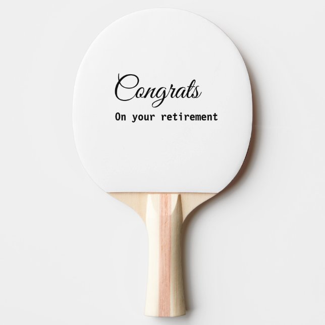 Simple minimal congratulations retirement add name ping pong paddle (Front)