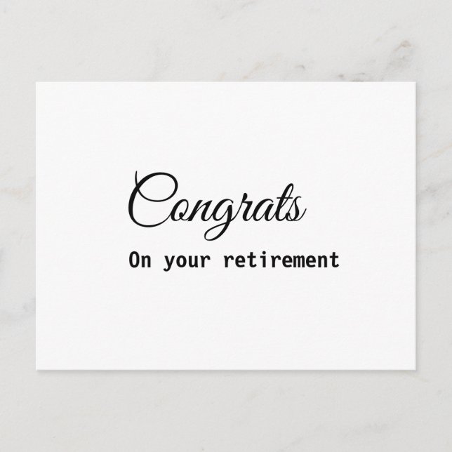 Simple minimal congratulations retirement add name postcard (Front)