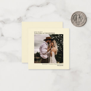 Simple Minimal Cream Wedding Save the Date Mini Card