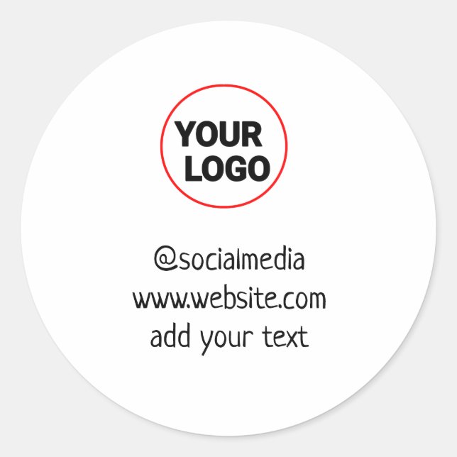 simple minimal custom add your logo address websit classic round sticker (Front)