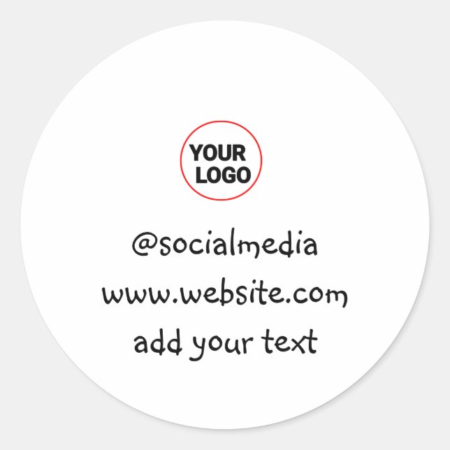 simple minimal custom add your logo address websit classic round sticker (Front)
