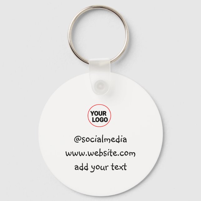simple minimal custom add your logo address websit keychain (Front)