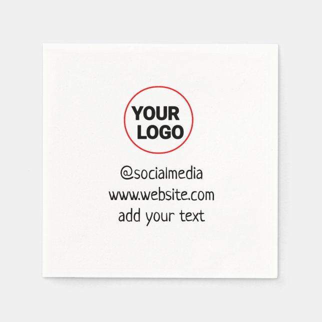 simple minimal custom add your logo address websit napkin (Front)