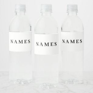 Simple Minimal Custom Add Your Name Elegant White Water Bottle Label