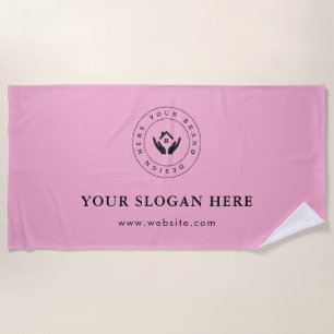 Simple Minimal Custom Company Logo &Text Beach Towel