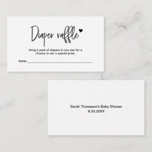 Simple Minimal Custom Diaper Raffle ticket  Enclosure Card