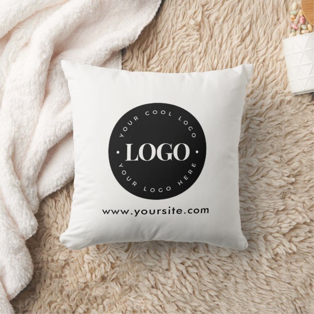 Simple Minimal Custom Logo & Text Business Company Throw Pillow (Blanket)