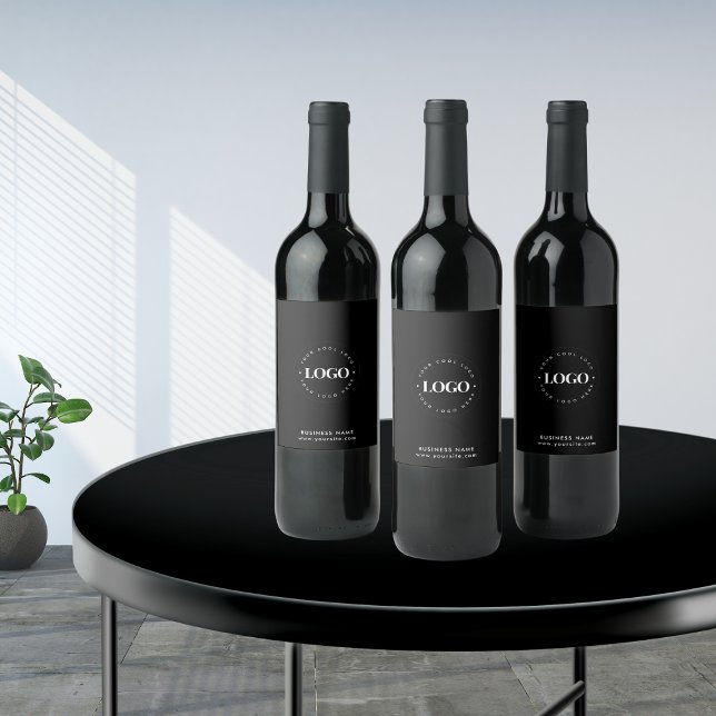 Simple Minimal Custom Logo & Text Business Company Wine Label (Creator Uploaded)