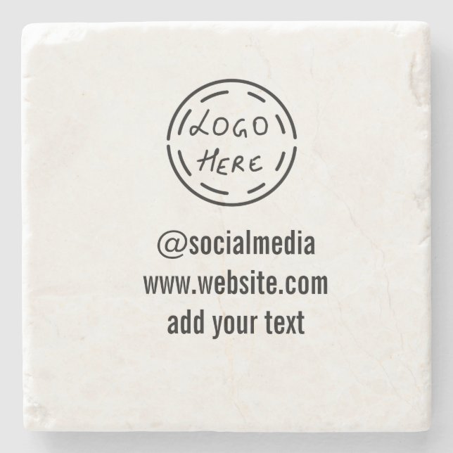 simple minimal custom watercolor add logo website  stone coaster (Front)