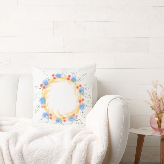 simple minimal custom watercolor add logo website throw pillow (Couch)