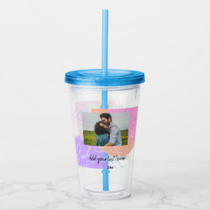 simple minimal customized name monogram couple th acrylic tumbler