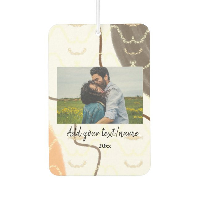 simple minimal customized name monogram couple  th air freshener (Front)