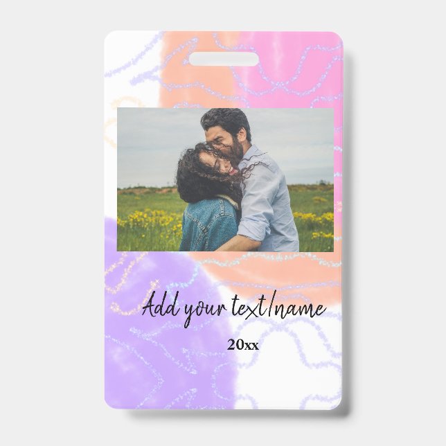 simple minimal customized name monogram couple  th badge (Front)