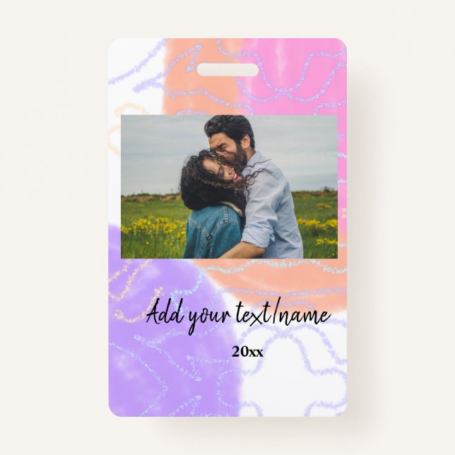 simple minimal customized name monogram couple  th badge (Front)