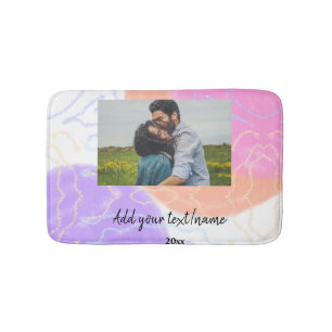 simple minimal customized name monogram couple  th bath mat