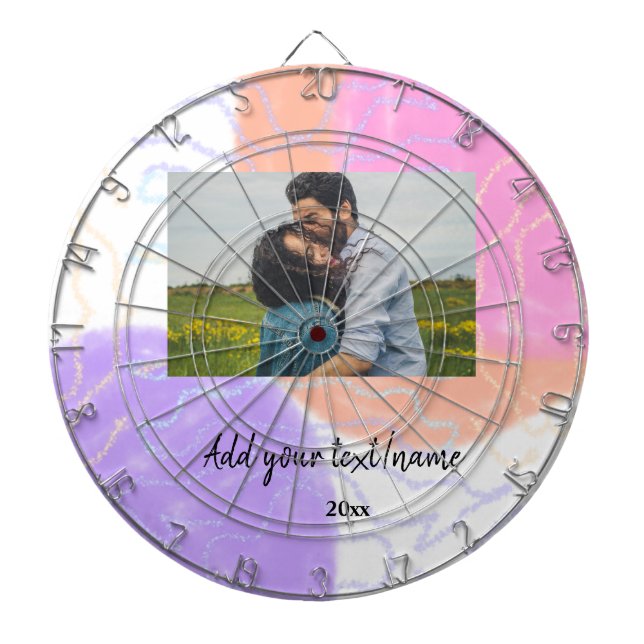 simple minimal customized name monogram couple  th dartboard (Front)