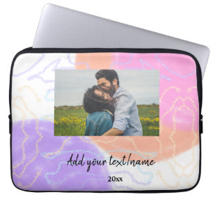 simple minimal customized name monogram couple th laptop sleeve