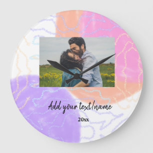 simple minimal customized name monogram couple  th large clock
