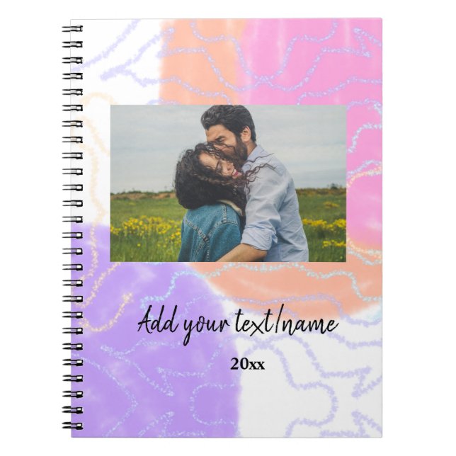simple minimal customized name monogram couple  th notebook (Front)
