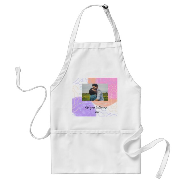 simple minimal customized name monogram couple  th standard apron (Front)