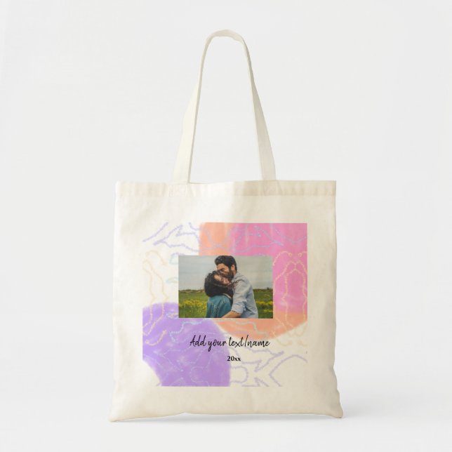 simple minimal customized name monogram couple  th tote bag (Front)
